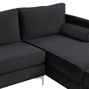 Black velvet fabric reversible chaise u-shaped sofa with ottoman by La Spezia additional picture 2