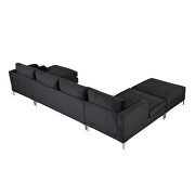 Black velvet fabric reversible chaise u-shaped sofa with ottoman by La Spezia additional picture 11