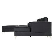 Black velvet fabric reversible chaise u-shaped sofa with ottoman by La Spezia additional picture 7