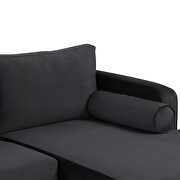 Black velvet fabric reversible chaise u-shaped sofa with ottoman by La Spezia additional picture 10