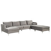 Gray velvet fabric reversible chaise u-shaped sofa with ottoman by La Spezia additional picture 11