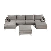 Gray velvet fabric reversible chaise u-shaped sofa with ottoman by La Spezia additional picture 13