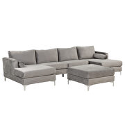 Gray velvet fabric reversible chaise u-shaped sofa with ottoman by La Spezia additional picture 5