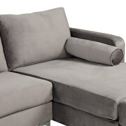 Gray velvet fabric reversible chaise u-shaped sofa with ottoman by La Spezia additional picture 7