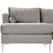 Gray velvet fabric reversible chaise u-shaped sofa with ottoman by La Spezia additional picture 9