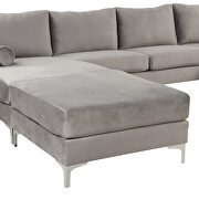 Gray velvet fabric reversible chaise u-shaped sofa with ottoman by La Spezia additional picture 10