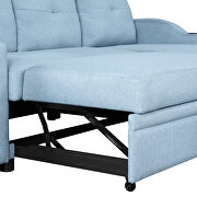 Blue linen fabric modern padded sofa bed with storage chaise by La Spezia additional picture 2