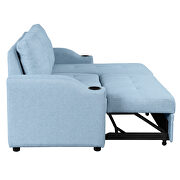 Blue linen fabric modern padded sofa bed with storage chaise by La Spezia additional picture 11