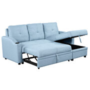 Blue linen fabric modern padded sofa bed with storage chaise by La Spezia additional picture 14