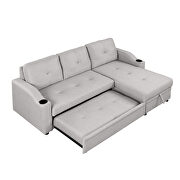 Gray linen fabric modern padded sofa bed with storage chaise by La Spezia additional picture 14
