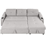 Gray linen fabric modern padded sofa bed with storage chaise by La Spezia additional picture 15