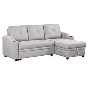 Gray linen fabric modern padded sofa bed with storage chaise by La Spezia additional picture 16
