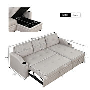 Gray linen fabric modern padded sofa bed with storage chaise by La Spezia additional picture 17