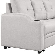 Gray linen fabric modern padded sofa bed with storage chaise by La Spezia additional picture 6