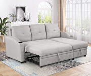 Gray linen fabric modern padded sofa bed with storage chaise by La Spezia additional picture 7