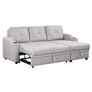 Gray linen fabric modern padded sofa bed with storage chaise by La Spezia additional picture 8