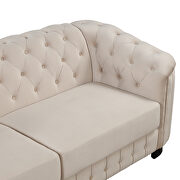 Beige velvet upholstery mid-century modern loveseat by La Spezia additional picture 11