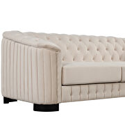 Beige velvet upholstery mid-century modern loveseat by La Spezia additional picture 12