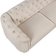 Beige velvet upholstery mid-century modern loveseat by La Spezia additional picture 10