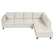 Beige linen fabric l-shape sectional sofa with lounge chaise by La Spezia additional picture 7