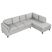 Gray linen fabric l-shape sectional sofa with lounge chaise by La Spezia additional picture 17
