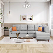 Gray linen fabric l-shape sectional sofa with lounge chaise by La Spezia additional picture 5