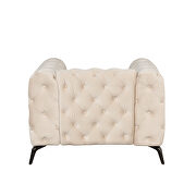 Beige velvet upholstery button tufted chair by La Spezia additional picture 2