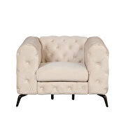 Beige velvet upholstery button tufted chair by La Spezia additional picture 3