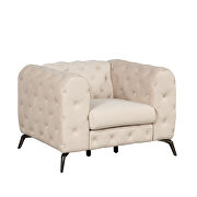 Beige velvet upholstery button tufted chair by La Spezia additional picture 4