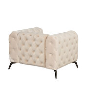 Beige velvet upholstery button tufted chair by La Spezia additional picture 6
