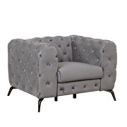 Gray velvet upholstery button tufted chair by La Spezia additional picture 4