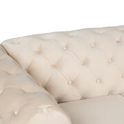 Beige velvet upholstery button tufted loveseat by La Spezia additional picture 2