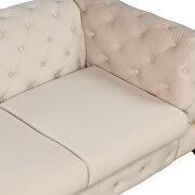 Beige velvet upholstery button tufted loveseat by La Spezia additional picture 11