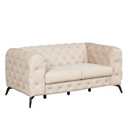 Beige velvet upholstery button tufted loveseat by La Spezia additional picture 3