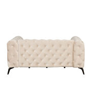 Beige velvet upholstery button tufted loveseat by La Spezia additional picture 4