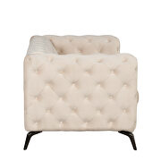Beige velvet upholstery button tufted loveseat by La Spezia additional picture 7