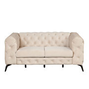 Beige velvet upholstery button tufted loveseat by La Spezia additional picture 9