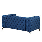 Blue velvet upholstery button tufted loveseat by La Spezia additional picture 3