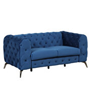 Blue velvet upholstery button tufted loveseat by La Spezia additional picture 6