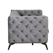 Gray velvet upholstery button tufted loveseat by La Spezia additional picture 11