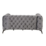 Gray velvet upholstery button tufted loveseat by La Spezia additional picture 3