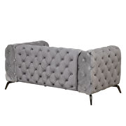 Gray velvet upholstery button tufted loveseat by La Spezia additional picture 6