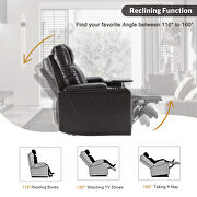 Black pu power motion 360 swivel recliner with usb charging port by La Spezia additional picture 3