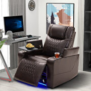 Brown pu power motion 360 swivel recliner with usb charging port by La Spezia additional picture 2