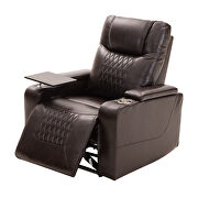 Brown pu power motion 360 swivel recliner with usb charging port by La Spezia additional picture 10