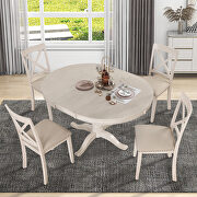 Modern dining table set: round table and 4 chairs in antique white by La Spezia additional picture 2