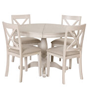 Modern dining table set: round table and 4 chairs in antique white by La Spezia additional picture 14
