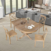 Natural wood wash modern dining table set: round table and 4 chairs by La Spezia additional picture 2