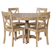 Natural wood wash modern dining table set: round table and 4 chairs by La Spezia additional picture 18