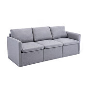 3-seat sofa couch with modern gray linen fabric additional photo 2 of 9
